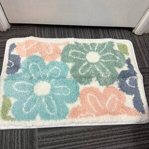 ZGXL pastel colorful flower bathroom tub shower rug 16x24”
